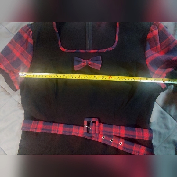 Unique Vintage's Rebel Love Clothing 50s Kick It Plaid Dress in Black, 2XL - Picture 9 of 9